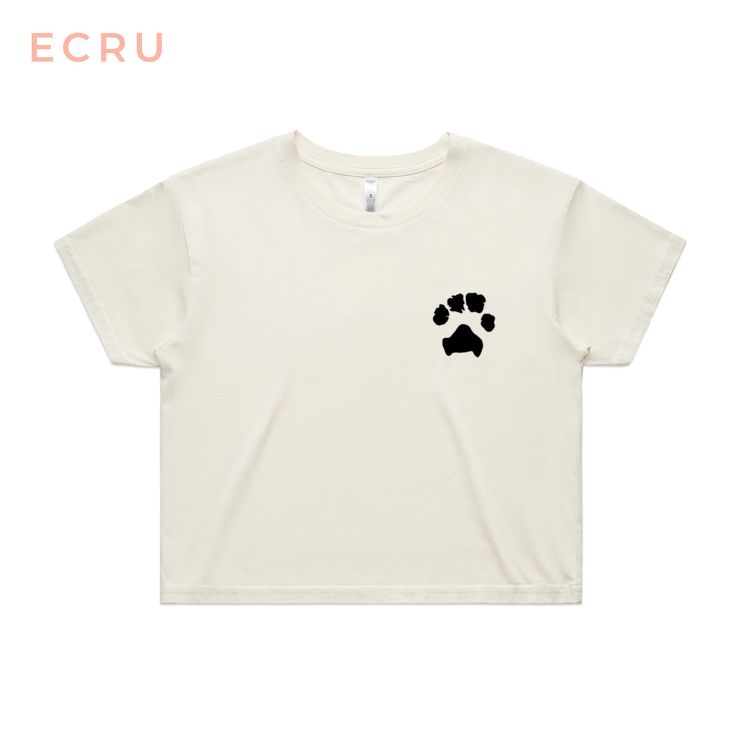 Little Rover Custom Paw Print Cropped Tee Ecru