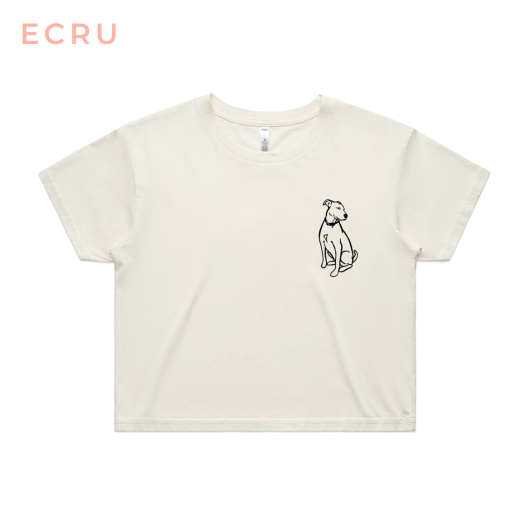 Little Rover Custom Pet Portrait Cropped tee ecru