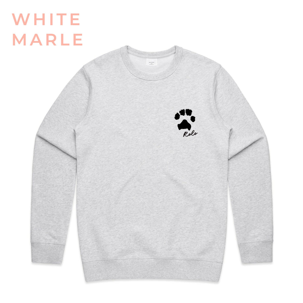 Paw Print Crew White Marle