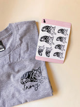 Load image into Gallery viewer, Little Rover Custom Pet Sticker Sheet cat sticker on custom pet tee
