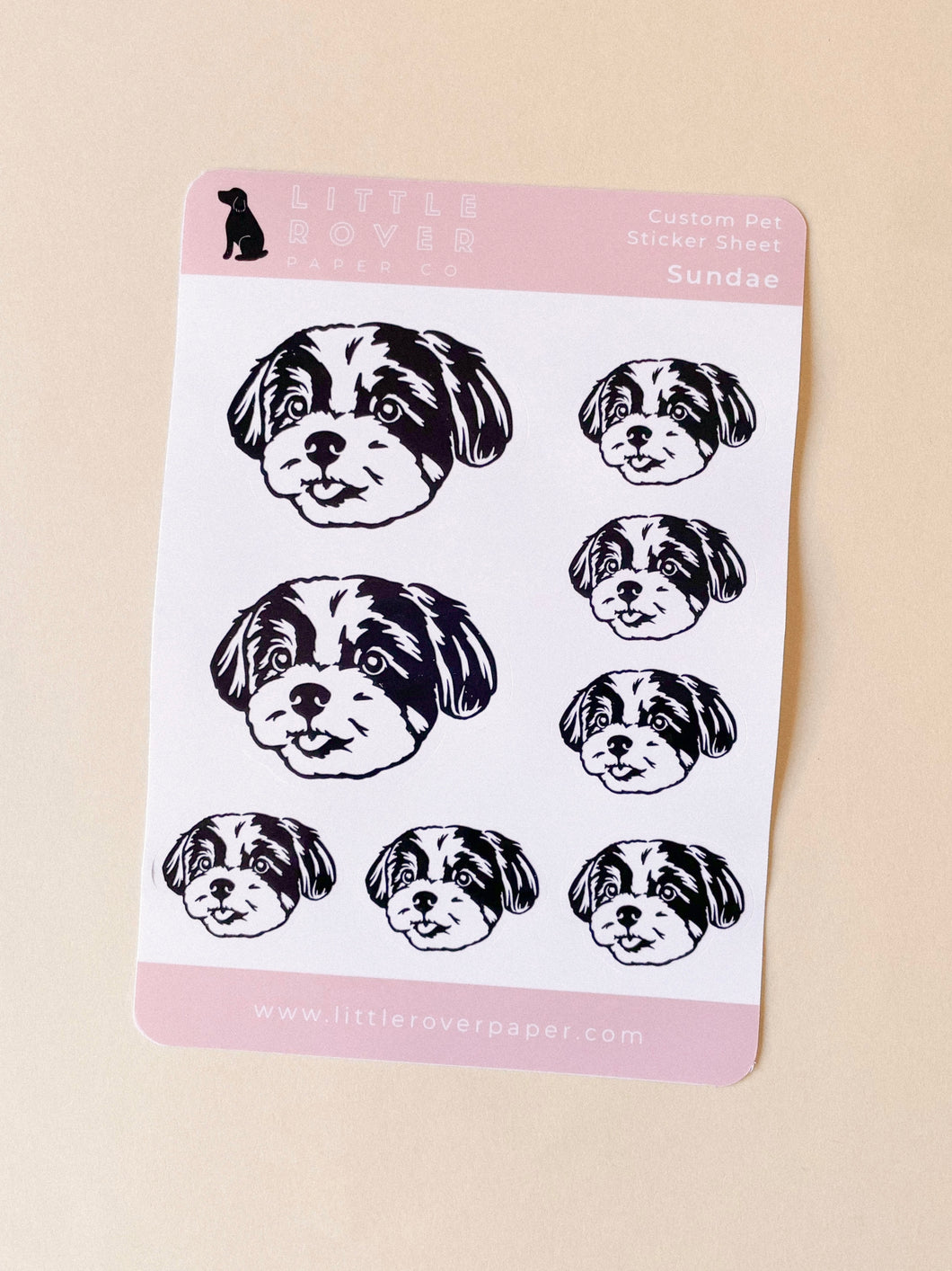 Little Rover Custom Pet Sticker Sheet dog portrait